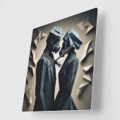 愛と抵抗折り紙 スクエア壁時計 (傾斜)