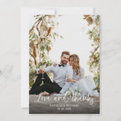 愛と書感謝していエレガントの写真結婚の サンキューカード (正面)