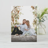 愛と書感謝していエレガントの写真結婚の サンキューカード (スタンド正面)