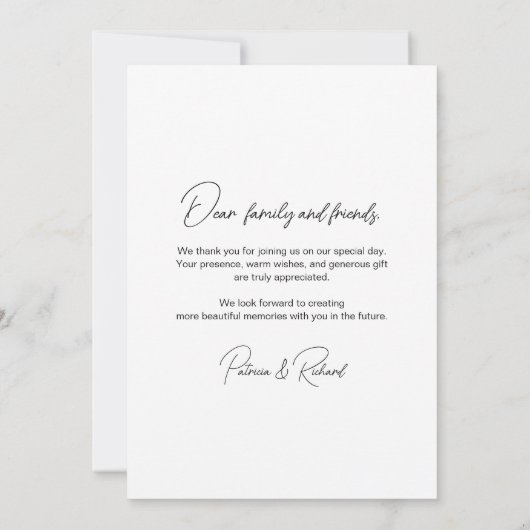 愛と書感謝していエレガントの写真結婚の サンキューカード (裏面)