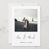 愛と書感謝していミニマル道の写真結婚の サンキューカード (正面)