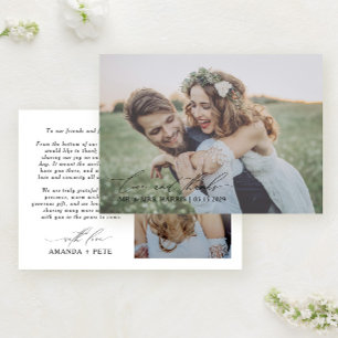 愛と書感謝していモダン道の写真結婚の サンキューカード