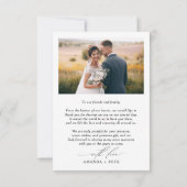 愛と書感謝していモダン道の写真結婚の サンキューカード (裏面)