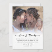 愛と書感謝してい字の台本の写真結婚の サンキューカード (正面)