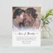 愛と書感謝してい字の台本の写真結婚の サンキューカード (スタンド正面)