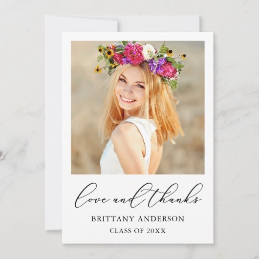 愛と書感謝してい字墨書卒業 サンキューカード (正面)