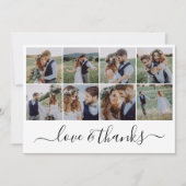 愛と書感謝してい道の結婚写真 サンキューカード (正面)