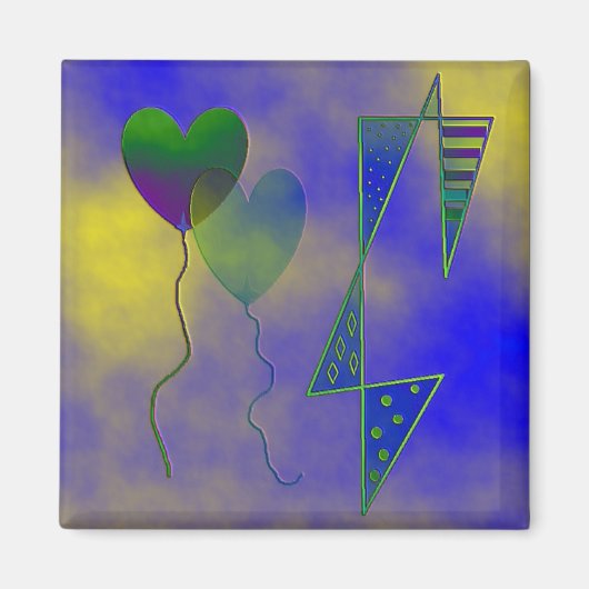 "愛と月へ" 2インチ角磁石 マグネット (正面)