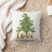 愛と松の木クリスマス枕 クッション (ブランケット)