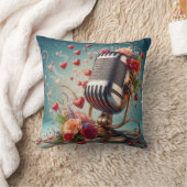 愛と歌の古いマイクファッションドロホン クッション (ブランケット)