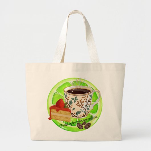 愛と母とカフェインでできています。 ラージトートバッグ (正面)