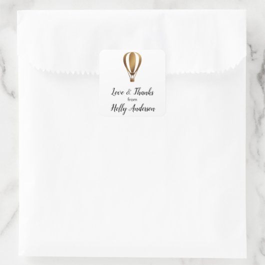 愛と滑ら感謝していか金ゴールド熱い空気のバルーン付き/名 スクエアシール (バッグ)