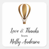 愛と滑ら感謝していか金ゴールド熱い空気のバルーン付き/名 スクエアシール (正面)