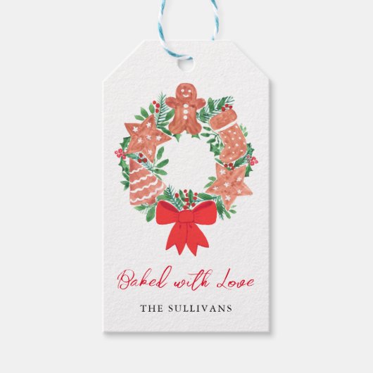 愛と焼いたジンジャーブレッドのクリスマス休暇 ギフトタグ (正面)