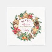 愛と焼いたジンジャーブレッドリースクリスマス スタンダードカクテルナプキン (正面)