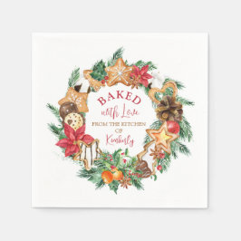 愛と焼いたジンジャーブレッドリースクリスマス スタンダードカクテルナプキン