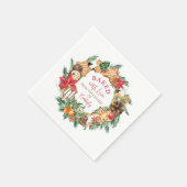愛と焼いたジンジャーブレッドリースクリスマス スタンダードカクテルナプキン (角)