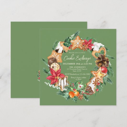 愛と焼いたGingerbread Cookie交換 招待状 (正面/裏面)