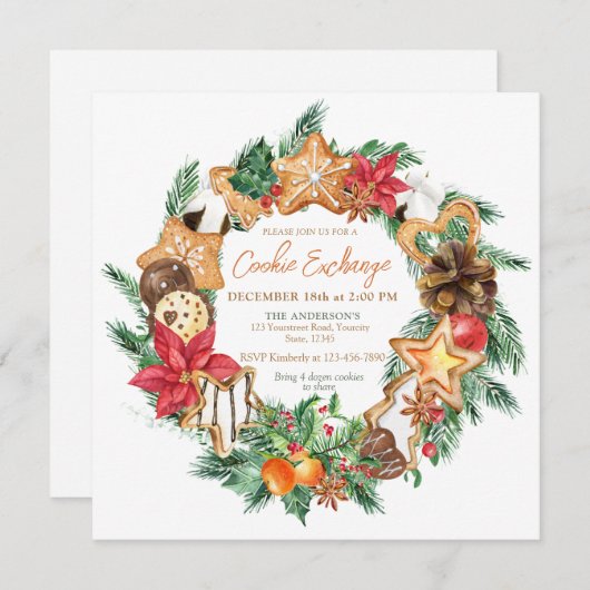 愛と焼いたGingerbread Cookie交換 招待状 (正面/裏面)