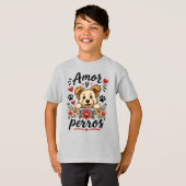 愛と犬のユーモラスな犬好きデザイン Tシャツ (正面フル)