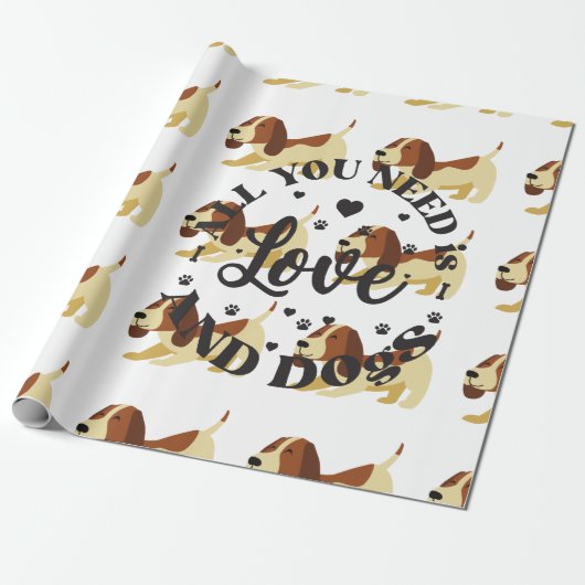 「愛と犬」をテーマ ラッピングペーパー (アンロールド)