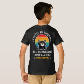 愛と猫があればいい+Tシャツ、面白い猫のデザイン Tシャツ (裏面フル)