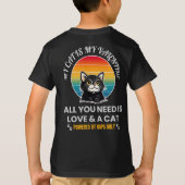 愛と猫があればいい+Tシャツ、面白い猫のデザイン Tシャツ (裏面)