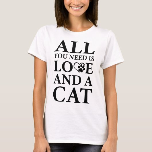 愛と猫がいればそれでいいのさ 引用符 Tシャツ (正面)