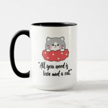 愛と猫さえあればそれでいい マグカップ - かわいいフレーズ