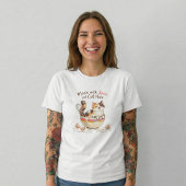 愛と猫の毛で作られました 面白い猫ママ Tシャツ