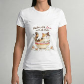 愛と猫の毛で作られました 面白い猫ママ Tシャツ