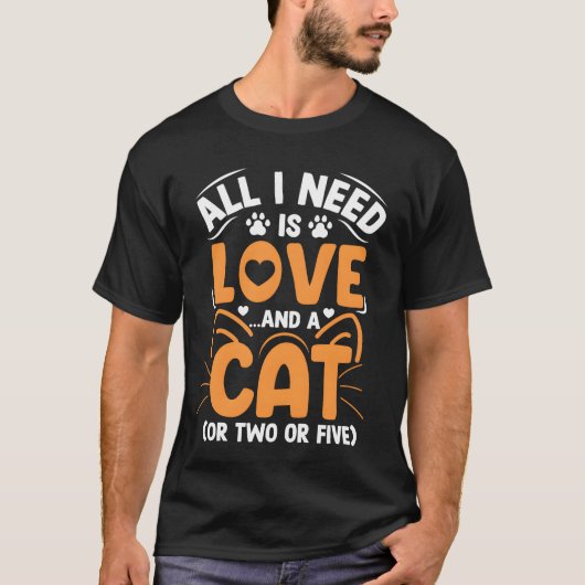 愛と猫の猫好きキティおもしろいネコ母パパ Tシャツ (正面)