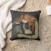 愛と痛み(吸血鬼) (by Edvard Munch) クッション (ブランケット)