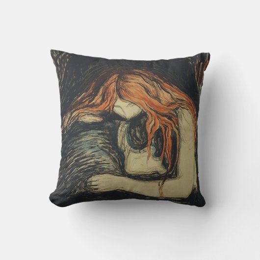 愛と痛み(吸血鬼) (by Edvard Munch) クッション (正面)