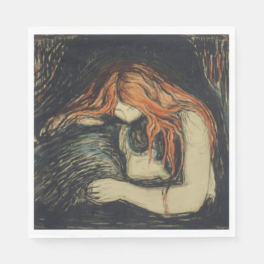 愛と痛み（吸血鬼） (by Edvard Munch) スタンダードランチョンナプキン (正面)