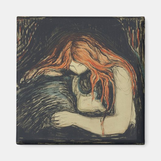 愛と痛み（吸血鬼） (by Edvard Munch) マグネット (正面)
