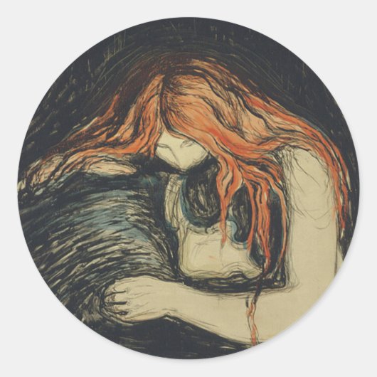 愛と痛み(吸血鬼) (by Edvard Munch) ラウンドシール (正面)