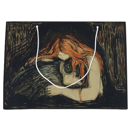 愛と痛み(吸血鬼) (by Edvard Munch) ラージペーパーバッグ (正面)