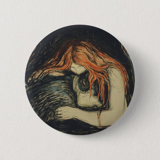 愛と痛み(吸血鬼) (by Edvard Munch) 缶バッジ (正面)