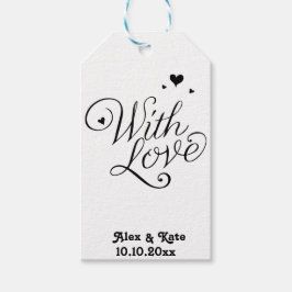 愛と白かわい書モダン道結婚の ギフトタグ