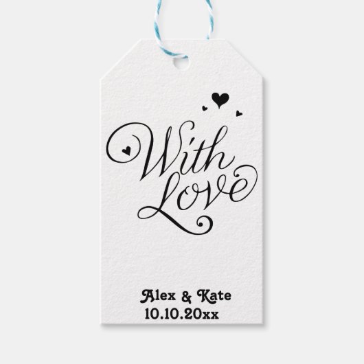愛と白かわい書モダン道結婚の ギフトタグ (正面)