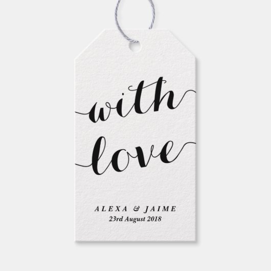 愛と白かわい書モダン道結婚の ギフトタグ (正面)