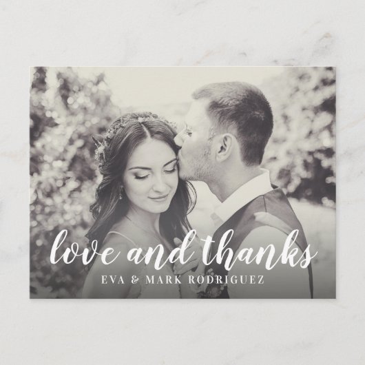 愛と白感謝してい文字セピア写真ありがとう ポストカード (正面)
