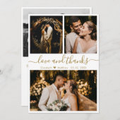 愛と白感謝してい金ゴールドの結婚ありがとう サンキューカード (正面/裏面)