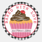 愛と白黒のクリスマス焼いたの格子模様 ラウンドシール (正面)