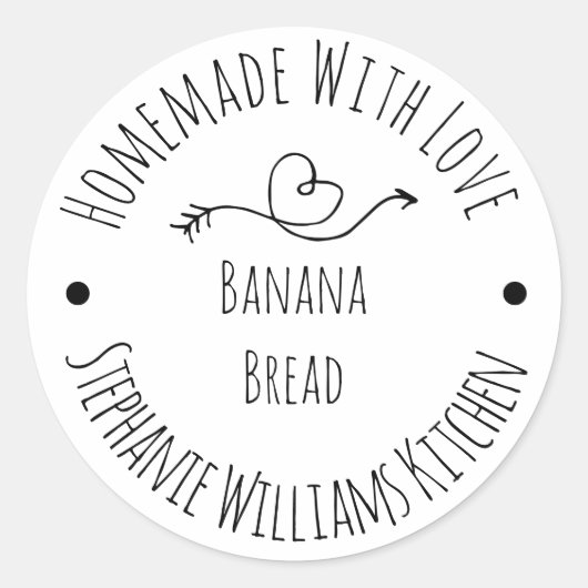 愛と矢と手作りハート |焼いた商品 ラウンドシール (正面)