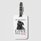 愛と私の犬の名前 - オーダーメイドペット名 ラゲッジタグ (正面縦)