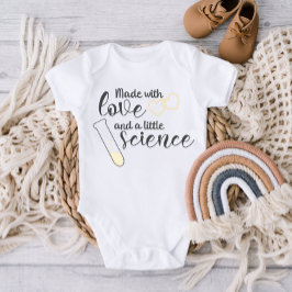 愛と科学IVF引用文イエローブラック文字 ベビーボディスーツ