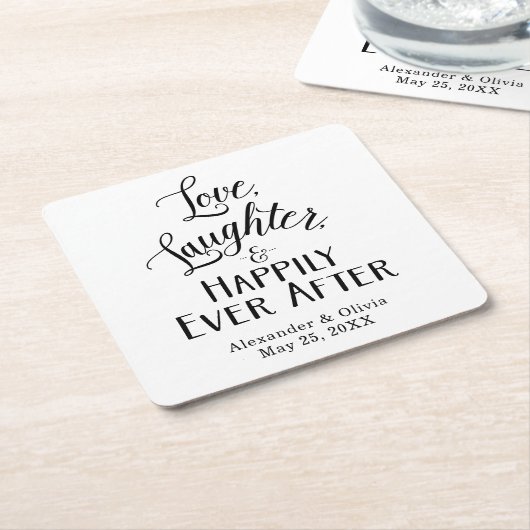 愛と笑いと幸せの後 スクエアペーパーコースター (アングル)