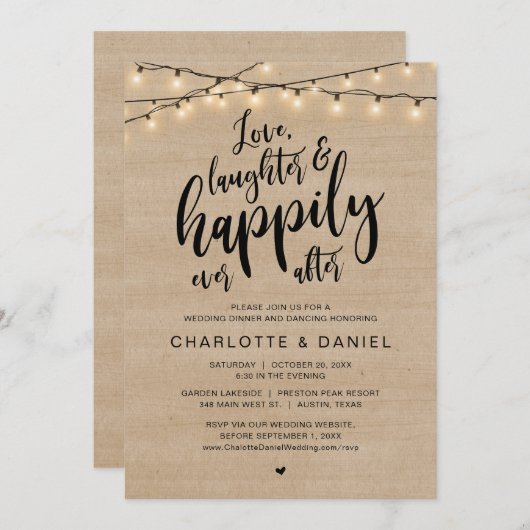 愛と笑いと楽しいその後結婚の 招待状 (正面/裏面)